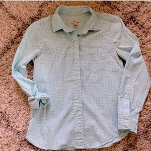 J Crew 100% cotton polka dot button up shirt 00 xxs